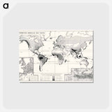 アートポストカード-Annual Rainfall Distribution - アンティーク地図 Postcard.