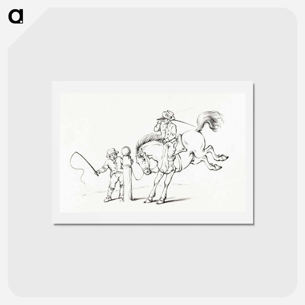 アートポストカード-Taming a horse - ジャン ベルナール Postcard.