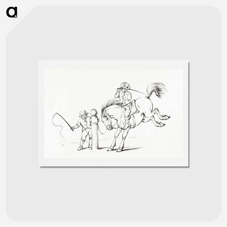 アートポストカード-Taming a horse - ジャン ベルナール Postcard.