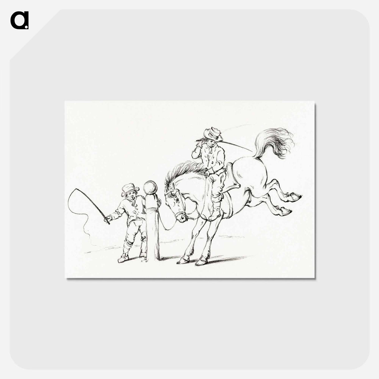 アートポストカード-Taming a horse - ジャン ベルナール Postcard.