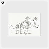 アートポストカード-Taming a horse - ジャン ベルナール Postcard.