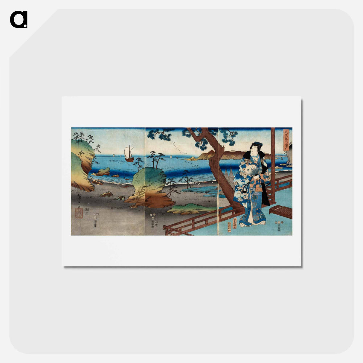 アートポストカード-Fashionable Genji at Suma
 - 歌川 国貞 Postcard.
