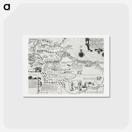 アートポストカード-America map from Grand voyages - アンティーク地図 Postcard.