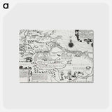 アートポストカード-America map from Grand voyages - アンティーク地図 Postcard.