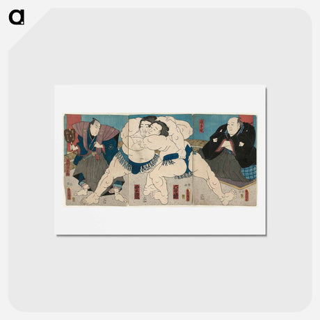 アートポストカード-Sumō Wrestlers Mutsugamine and Unryū with Judge Oitekaze and Referee Kimura Shōtarō
 - 歌川 国貞 Postcard.
