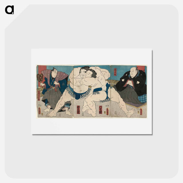 アートポストカード-Sumō Wrestlers Mutsugamine and Unryū with Judge Oitekaze and Referee Kimura Shōtarō
 - 歌川 国貞 Postcard.