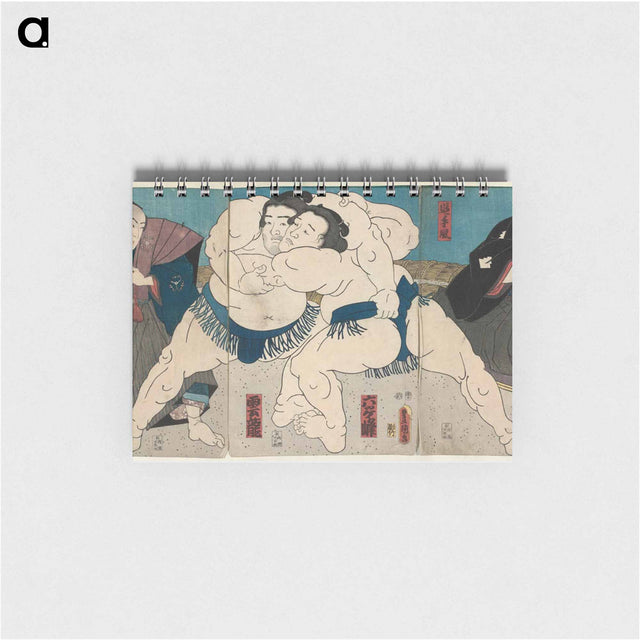 アートメモ帳-Sumō Wrestlers Mutsugamine and Unryū with Judge Oitekaze and Referee Kimura Shōtarō
 - 歌川 国貞 Memo.