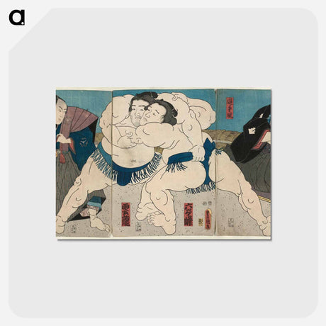 アートポストカード-Sumō Wrestlers Mutsugamine and Unryū with Judge Oitekaze and Referee Kimura Shōtarō
 - 歌川 国貞 Postcard.
