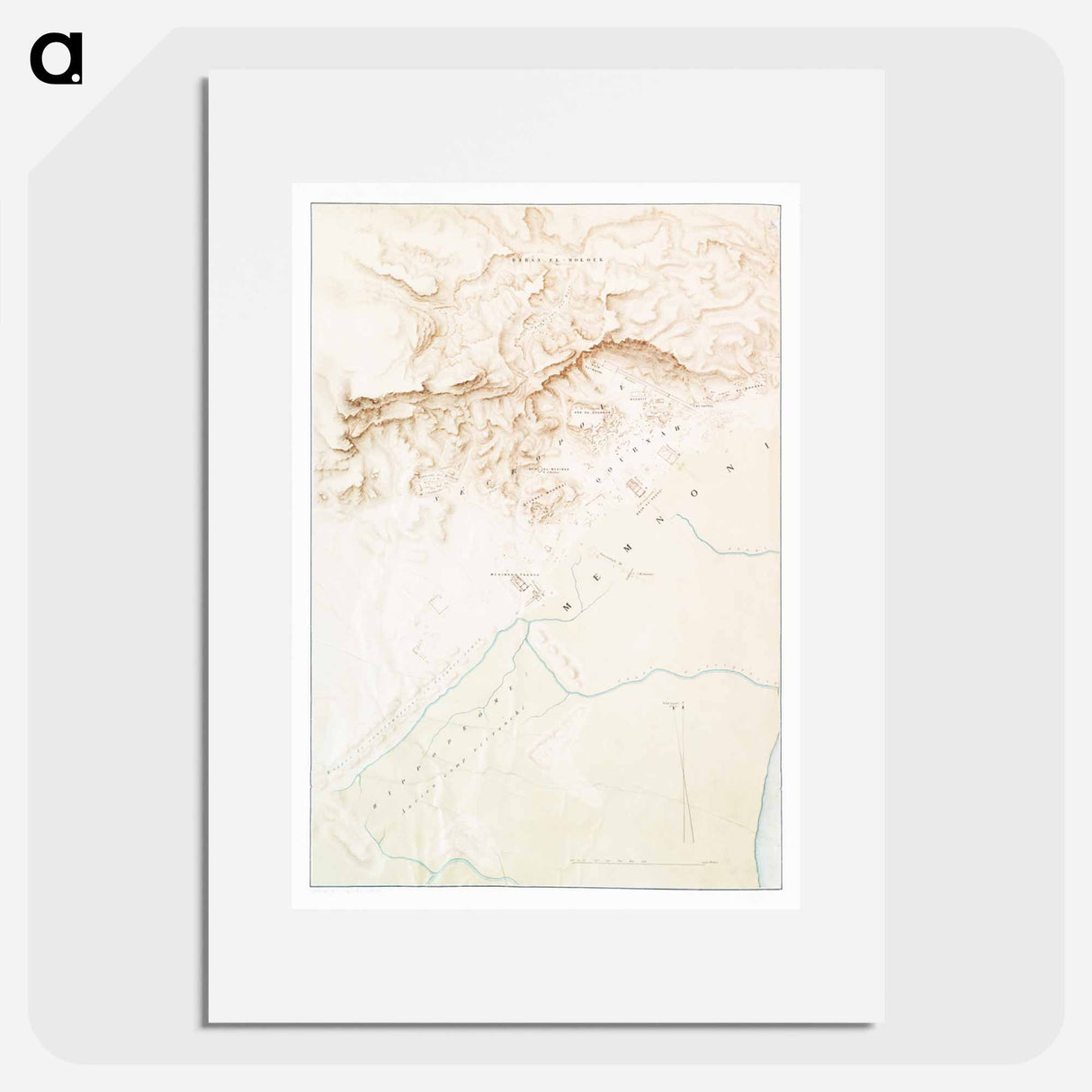 Topographic map of the ruins of Thebes - アンティーク地図 Poster.