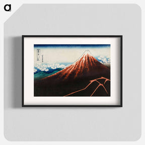 アートポスター-Hokusai's Rainstorm beneath the Summit - 葛飾 北斎 Poster.