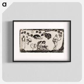 アートポスター-Women, Animals, and Foliage - ポール ゴーギャン Poster.