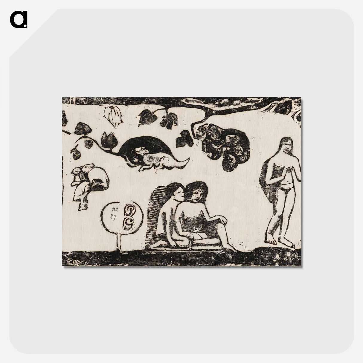アートポストカード-Women, Animals, and Foliage - ポール ゴーギャン Postcard.