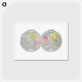 アートポストカード-World map from A System of Geography - アンティーク地図 Postcard.