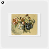 アートポストカード-Bouquet of Flowers - ウジェーヌ ドラクロワ Postcard.