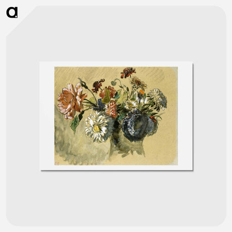 アートポストカード-Bouquet of Flowers - ウジェーヌ ドラクロワ Postcard.