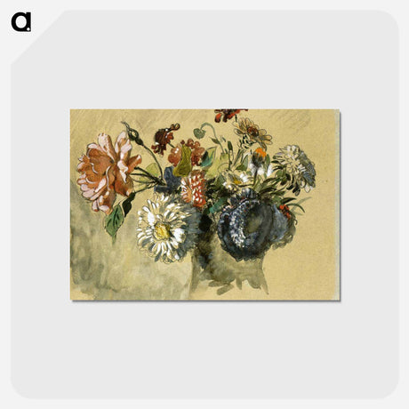 アートポストカード-Bouquet of Flowers - ウジェーヌ ドラクロワ Postcard.