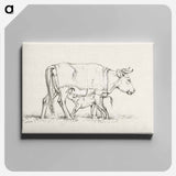 アートパネル-Calf drinking with his mother - ジャン ベルナール Canvas.