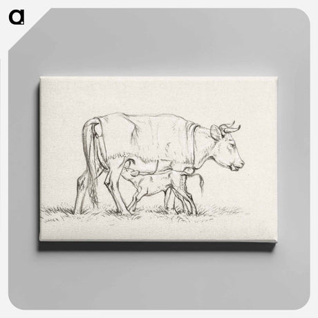 アートパネル-Calf drinking with his mother - ジャン ベルナール Canvas.