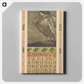 アートパネル-Kalenderblad november met vogel in de regen - テオ ヴァン ホイテマ Canvas.
