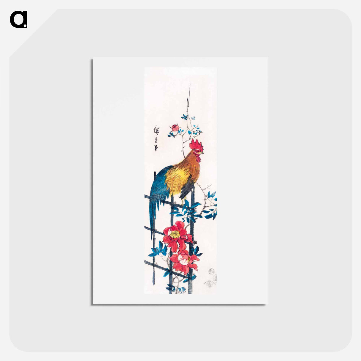 アートポストカード-Cock and Peony
 - 歌川 広重 Postcard.