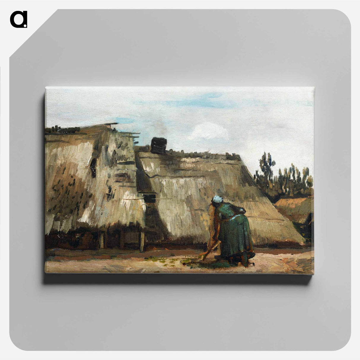 A Peasant Woman Digging in Front of Her Cottage - Vincent van Gogh Canvas.