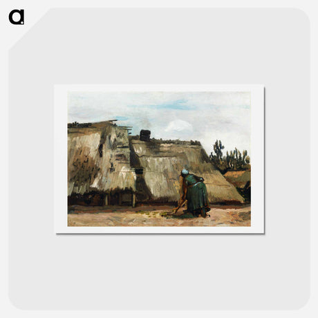 アートポストカード-A Peasant Woman Digging in Front of Her Cottage - フィンセント ファン ゴッホ Postcard.