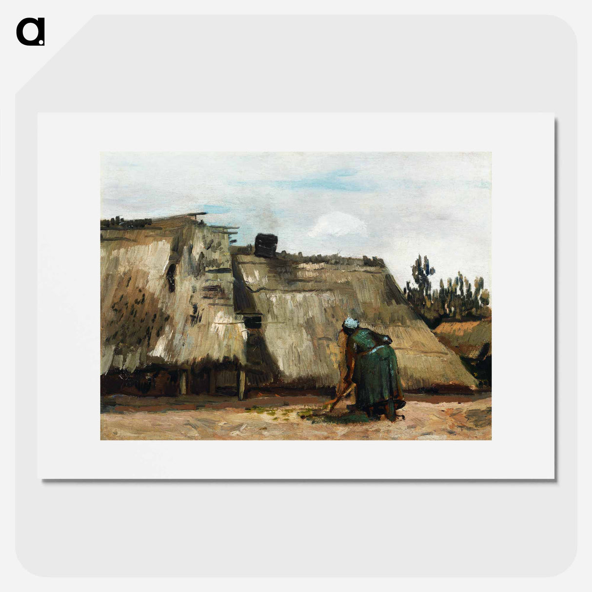 A Peasant Woman Digging in Front of Her Cottage - Vincent van Gogh Poster.