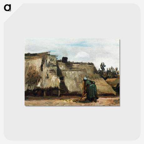 アートポストカード-A Peasant Woman Digging in Front of Her Cottage - フィンセント ファン ゴッホ Postcard.
