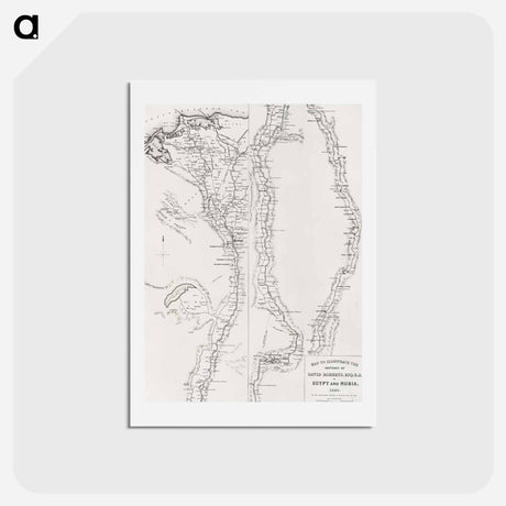 アートポストカード-Map to the sketches in Egypt and Nubia - アンティーク地図 Postcard.