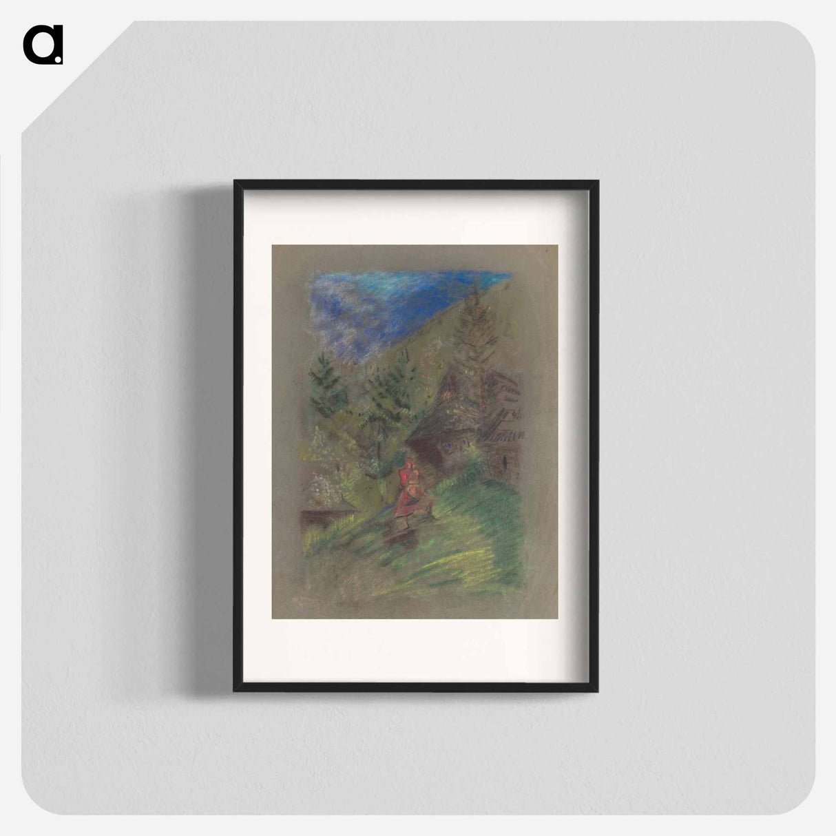 Woman with a child in front of cottages - アーノルド ピーター ワイズ クビンチャン Poster.