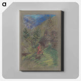 Woman with a child in front of cottages - アーノルド ピーター ワイズ クビンチャン Canvas.