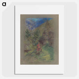 Woman with a child in front of cottages - アーノルド ピーター ワイズ クビンチャン Poster.