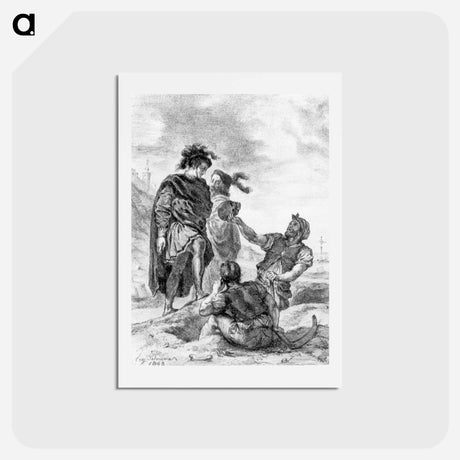 アートポストカード-Hamlet and Horatio before the Grave Diggers - ウジェーヌ ドラクロワ Postcard.