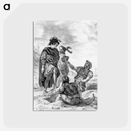 アートポストカード-Hamlet and Horatio before the Grave Diggers - ウジェーヌ ドラクロワ Postcard.