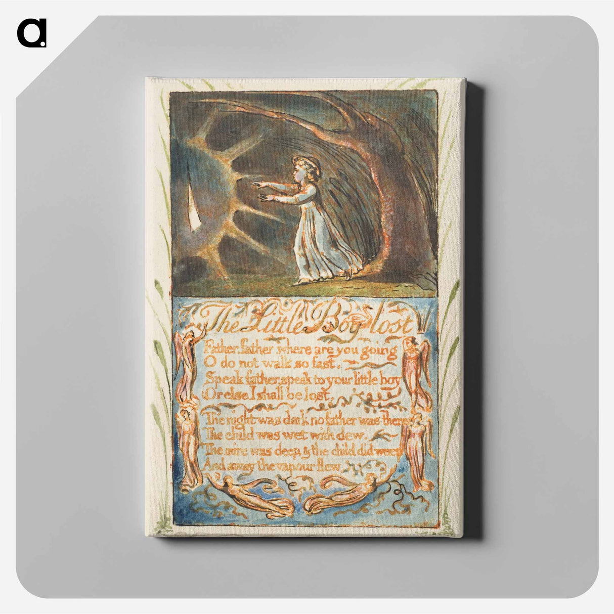 アートパネル-Songs of Innocence and of Experience: Little Boy Lost - ウィリアム ブレイク Canvas.