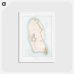 アートポストカード-Philae Island (general plan of the ruins) - アンティーク地図 Postcard.