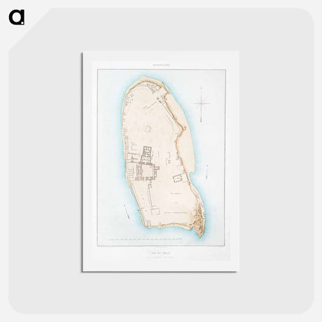 アートポストカード-Philae Island (general plan of the ruins) - アンティーク地図 Postcard.