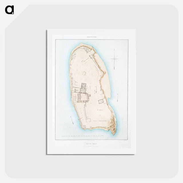 アートポストカード-Philae Island (general plan of the ruins) - アンティーク地図 Postcard.