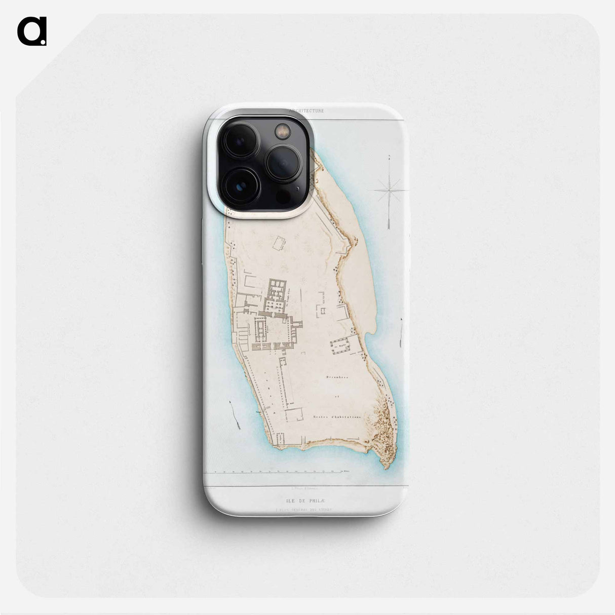 Philae Island (general plan of the ruins) - アンティーク地図 Phone Case.