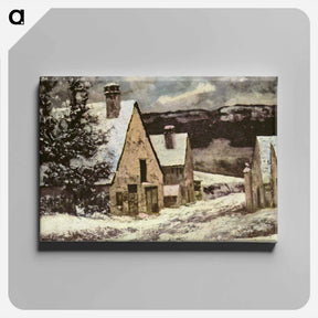 アートパネル-Village Street in Winter - ギュスターヴ クールベ Canvas.