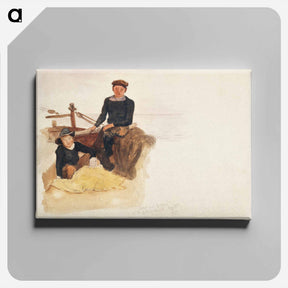 アートパネル-Oscar and Bobino on the Fishing Smack from Scrapbook - ジョン シンガー サージェント Canvas.