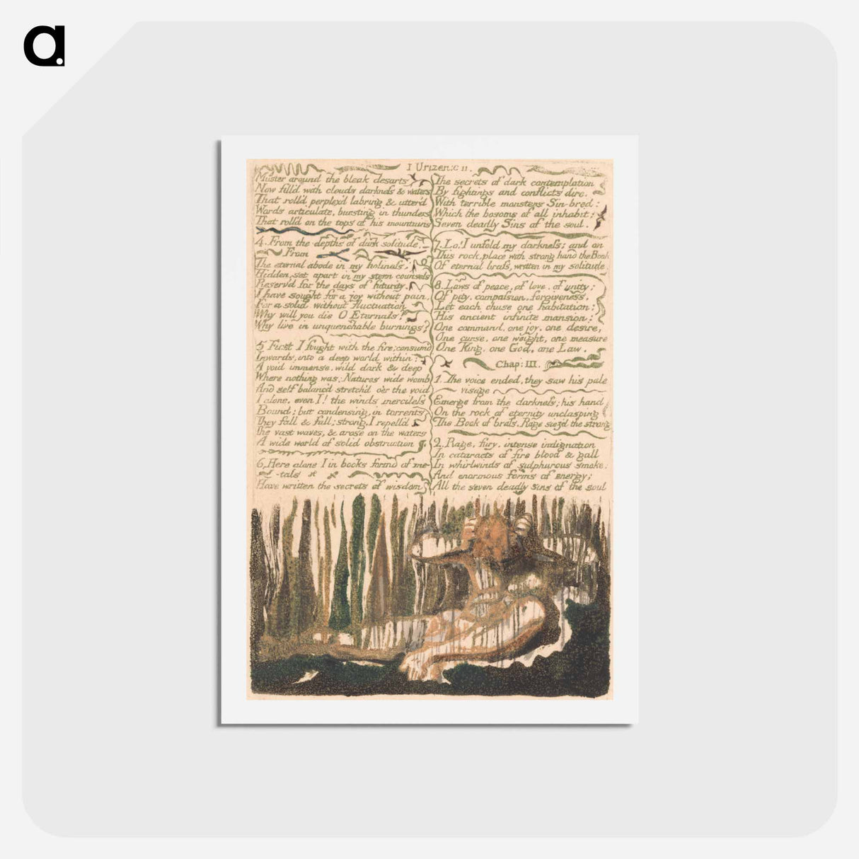 アートポストカード-The First Book of Urizen, Plate 4 - ウィリアム ブレイク Postcard.
