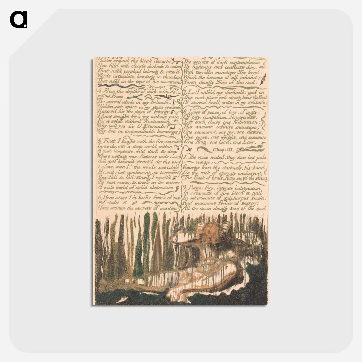 アートポストカード-The First Book of Urizen, Plate 4 - ウィリアム ブレイク Postcard.