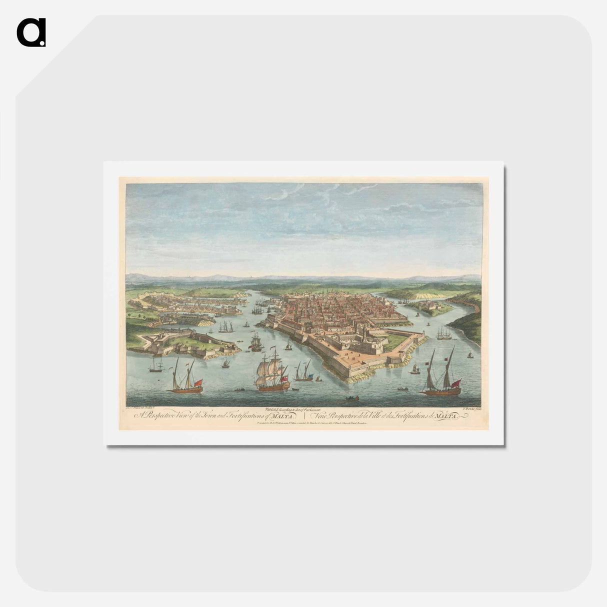 アートポストカード-A Perspective View of the Town and Fortifications of Malta
 - イェール大学アートギャラリー Postcard.