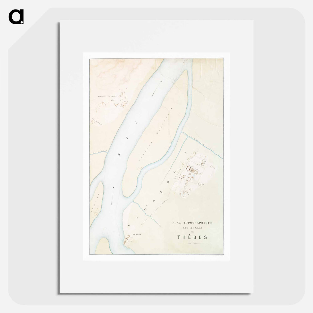 Topographic map of the ruins of Thebes - アンティーク地図 Poster.