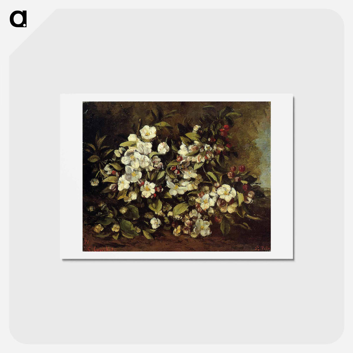 アートポストカード-Branch of apple blossoms - ギュスターヴ クールベ Postcard.