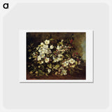 アートポストカード-Branch of apple blossoms - ギュスターヴ クールベ Postcard.