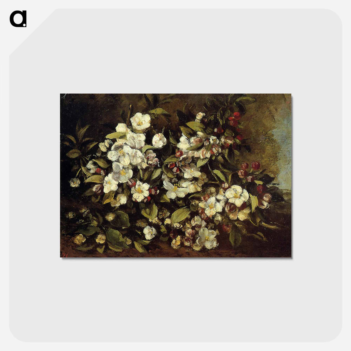 アートポストカード-Branch of apple blossoms - ギュスターヴ クールベ Postcard.