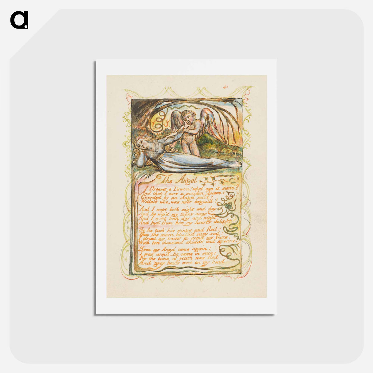 アートポストカード-Songs of Innocence and of Experience: The Angel - ウィリアム ブレイク Postcard.