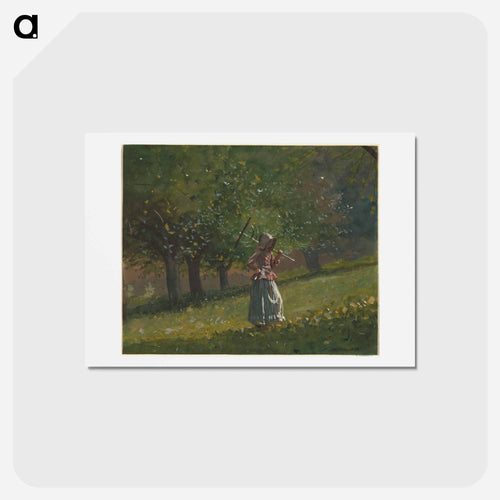 Girl with Hay Rake - ウィンスロー ホーマー Postcard.